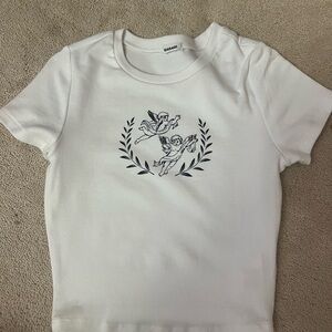 Garage White Crop Top with Laurel Wraith Design